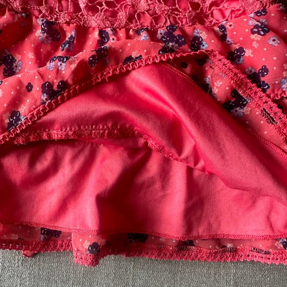 Justice Girls Coral Crochet Floral Tie Back Tank Top Size 10